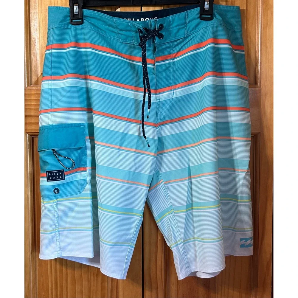 Billabong Platinum X Tribong‎ Board Shorts Men's 32 Striped Surf Swim Trunks